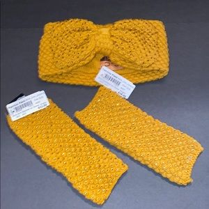 NWT*Patricia Field yellow headband and glove set